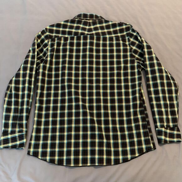 Deep Current Shirt Mens Large Black Blue Plaid Button Down Casual Long Sleeve - Picture 5 of 6